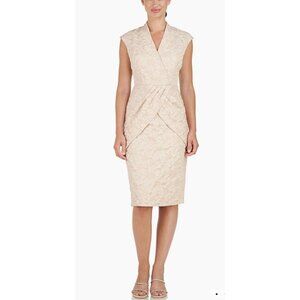 New JS Collections Dress Size 4 Champagne Emery Faux Wrap Cocktail 045